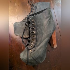 40 - Jeffrey Campbell - Lita - black platform boots with wooden heel